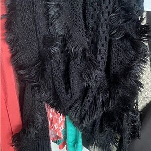 Cato Black Fringed Scarf